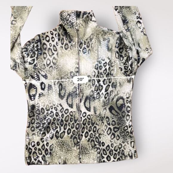 Misook Vintage Y2K Green Leopard Print Jacket Size S - Picture 4 of 8